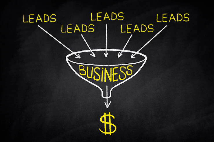Illustration that represents leads pouring into SMS sales funnel.
