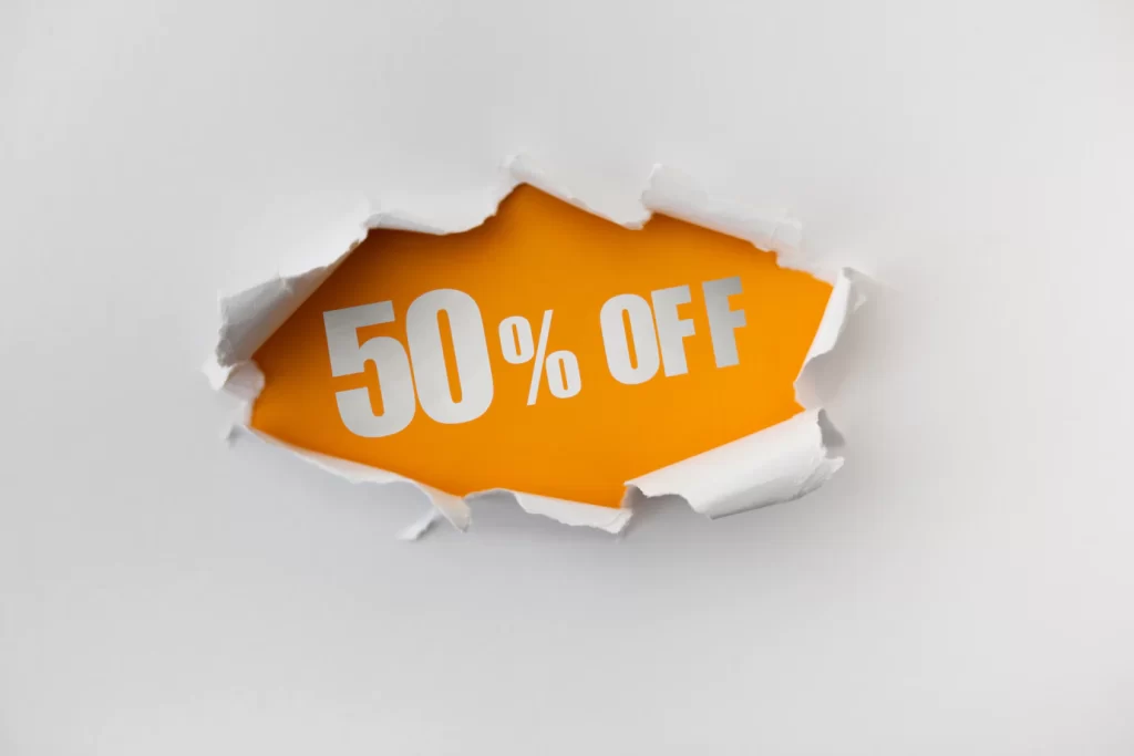 50% discount coupon. Utilize SMS coupon marketing to send timely and relevant offers and increase sales.