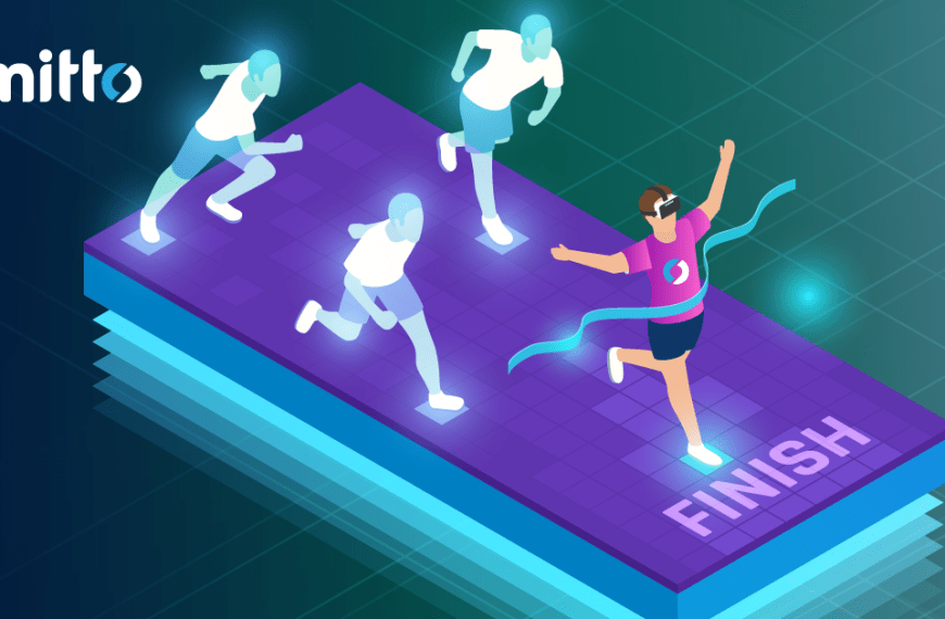 Isometric illustration of a person winning a race