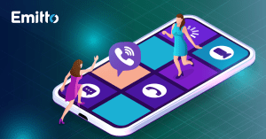 isometric illustration of people on the phone with viber logo icon