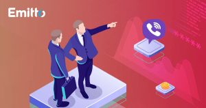 isometric illustration of two businessmen pointing out on viber logo
